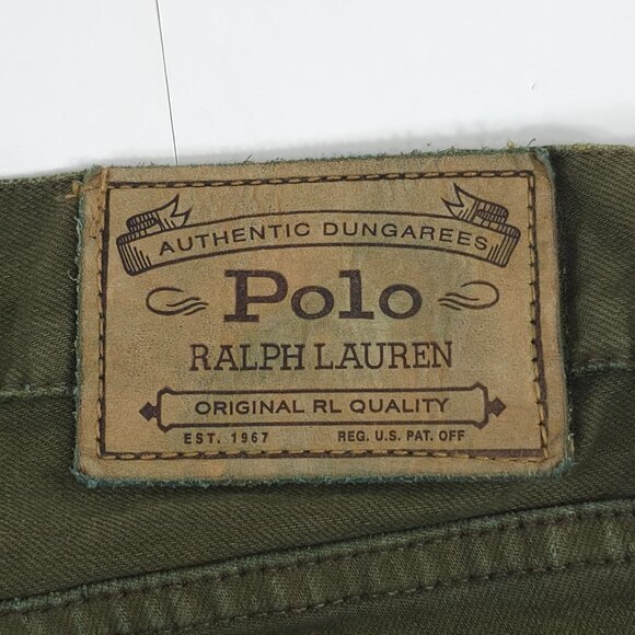POLO RALPH LAUREN Varick Slim Straight Olive Green Denim Jeans Men's SIZE 36x32. - Picture 8 of 16